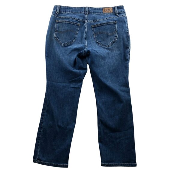Lee Womens Jeans Size 16WP Smart Fit Stretch Blue Denim Classic Casual Straight - Picture 2 of 16